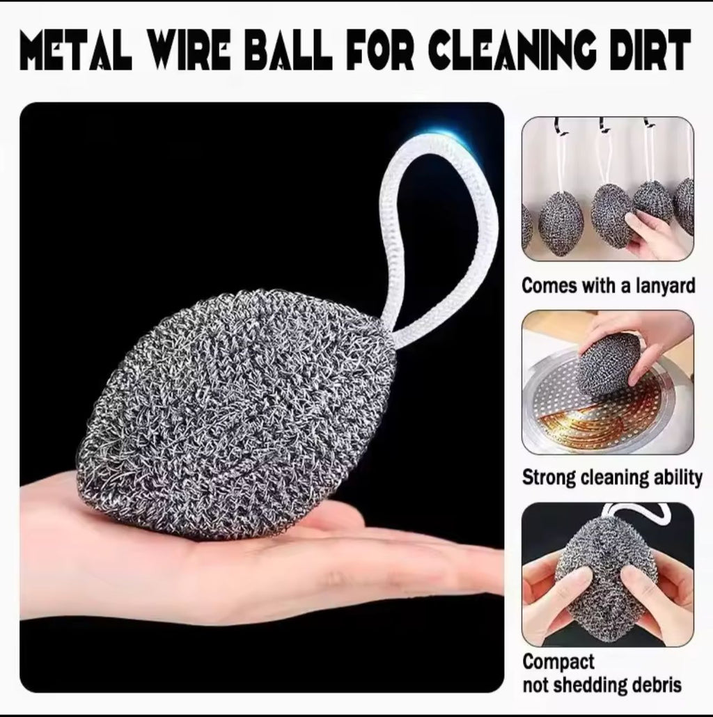 Stainless Steel Wire Ball Scrubber – Heavy‑Duty Dish & Pot Cleaner