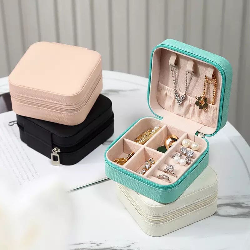 Mini Portable Leather Square Jewellery/Cosmetic Box