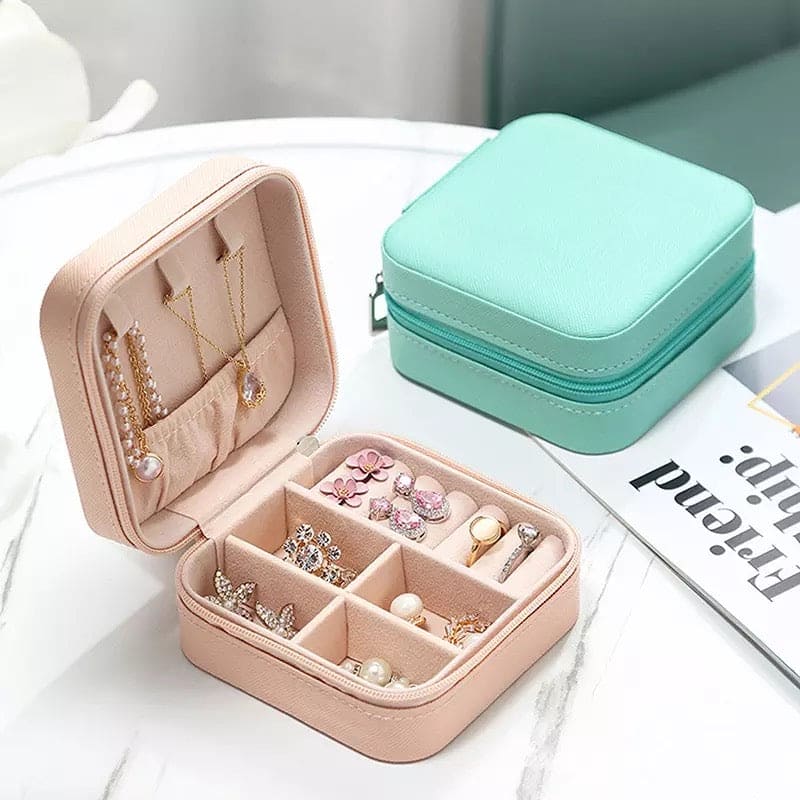Mini Portable Leather Square Jewellery/Cosmetic Box